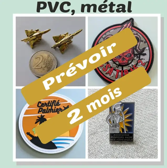 Customize.fr - Écussons PVC, pin’s en métal, délai de 5 semaines à partir de la validation du BAT numérique