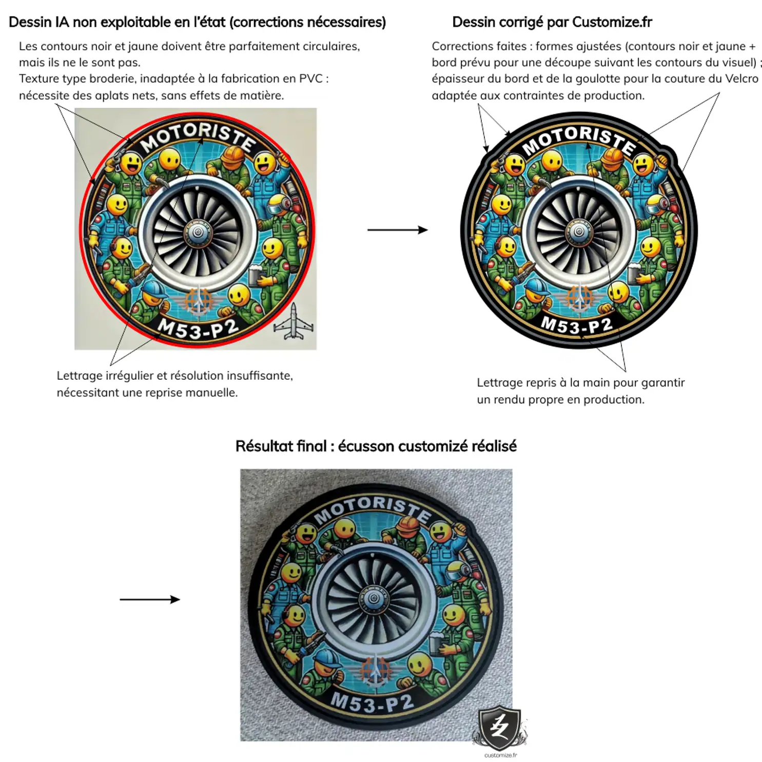 Customize.fr - Les visuels générés par IA pour réaliser un écusson PVC imprime